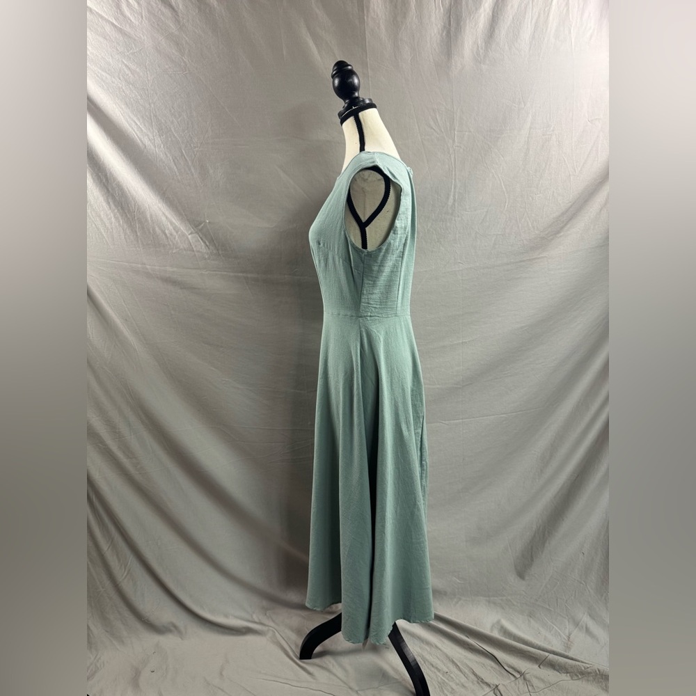 LAST ONE 🔥 Cotton A- Line Midi Dress Green - Picture 8 of 9